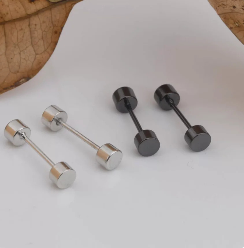 Screw buckle dumbbell earrings mens ear bone earrings button fashionable earrings 250409