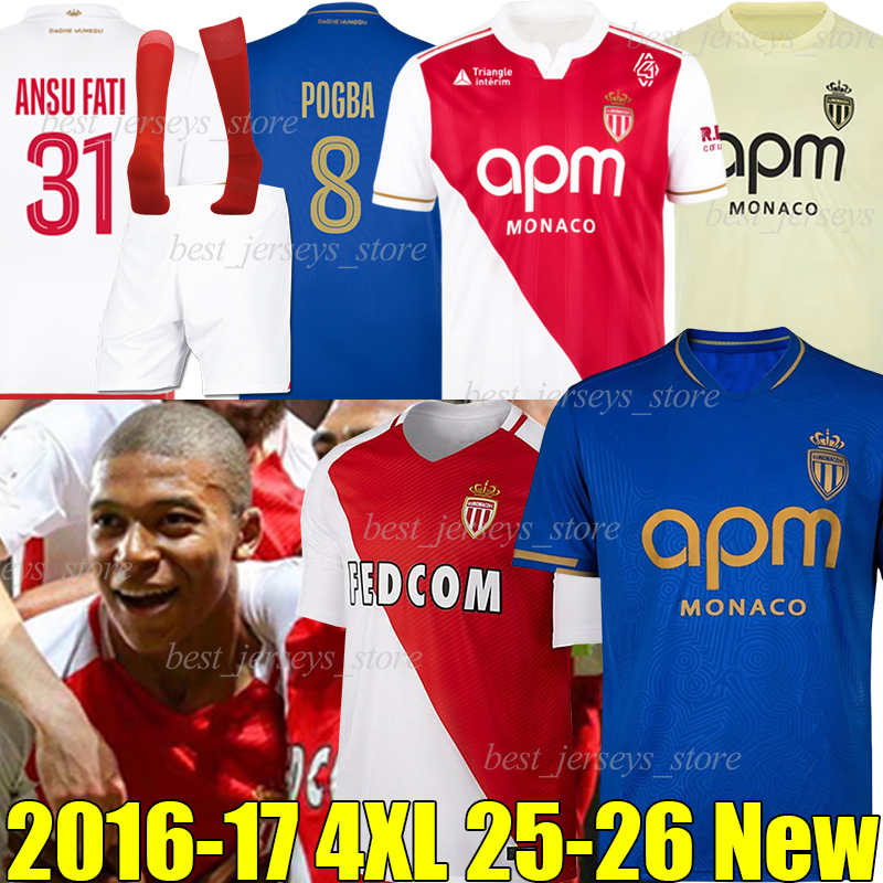 4XL 2025/26 AS Monaco POGBA Retro Soccer Jerseys MBAPPE 2016-17 1998 ANSU FATI MIKA MINAMINO ILENIKHENA BALOGUN AKLIOUCHE TEZE DIER Men kids Kits sets Football Shirts