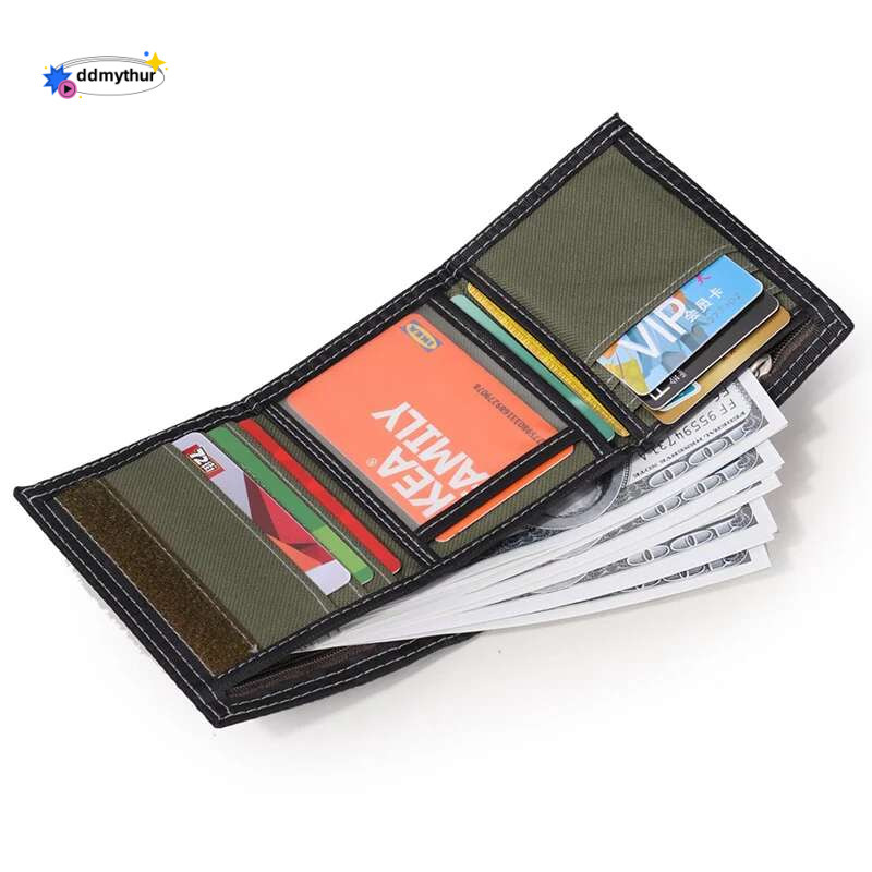 Canvas Short Trifold Men's Boys Wallets Purse with Coin Pocket Fashion Students Leisure Money Folder ddmythur