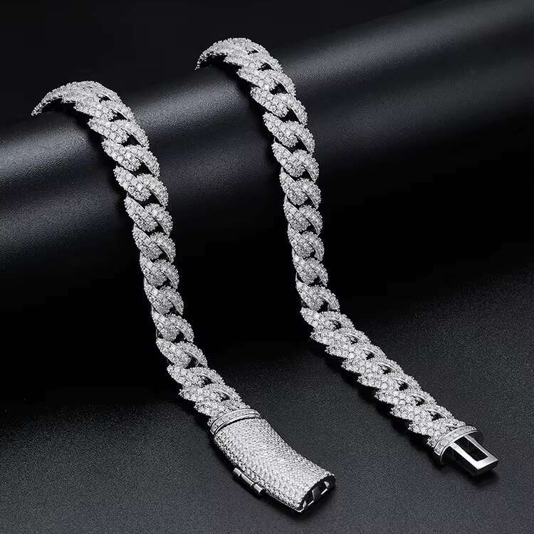 Hiphop Chain S925 Plated Gold Iced Out Wide 13mm Cuban Link Bracelet with VVS D Color Moissanite