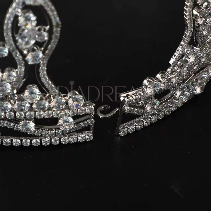 Luxury Full round Moissanite Crowns Platinum Gold Plated Wedding Hair Accessories Diamond Bridal Tiara for Weddings
