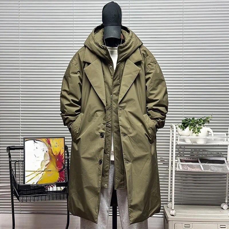 Men's Down For Autumn And Winter Vacation Two Mid-length Hooded Coats Overcoats Can Help You Overcome The Cool Mature Style Outerwear
