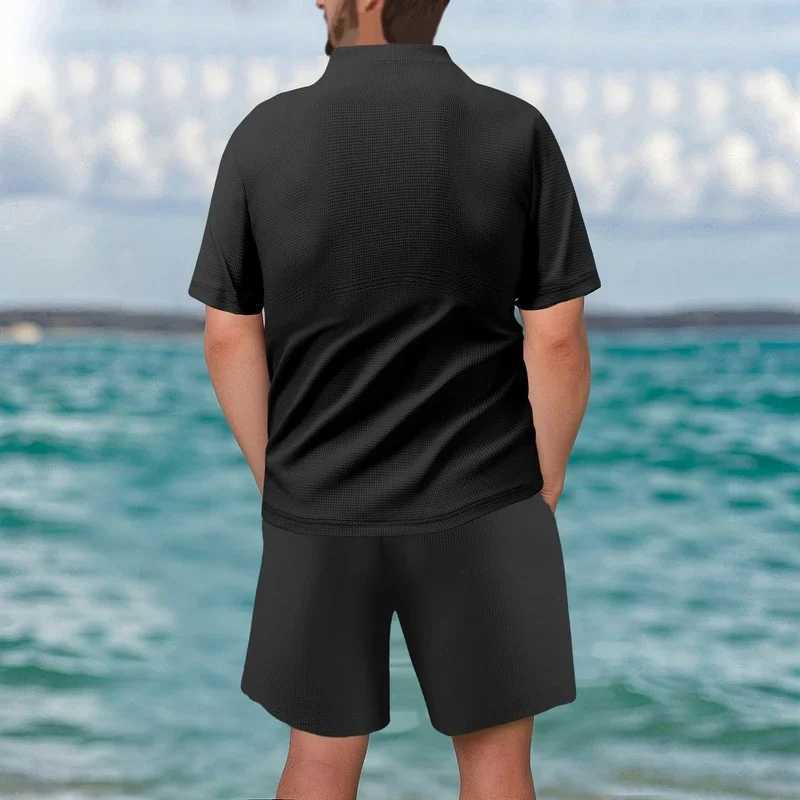 Mens summer ice silk short sleeved T-shirt+quick drying loose shorts paired with running and fitness equipment sportswearXJ250412