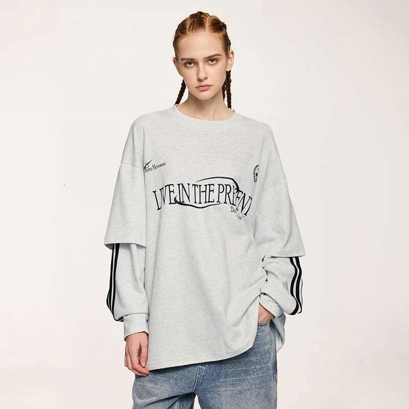 Retro Double Layer Tshirts Men Streetwear Hip Hop Oversized Long Sleeve Tees Sportswear
