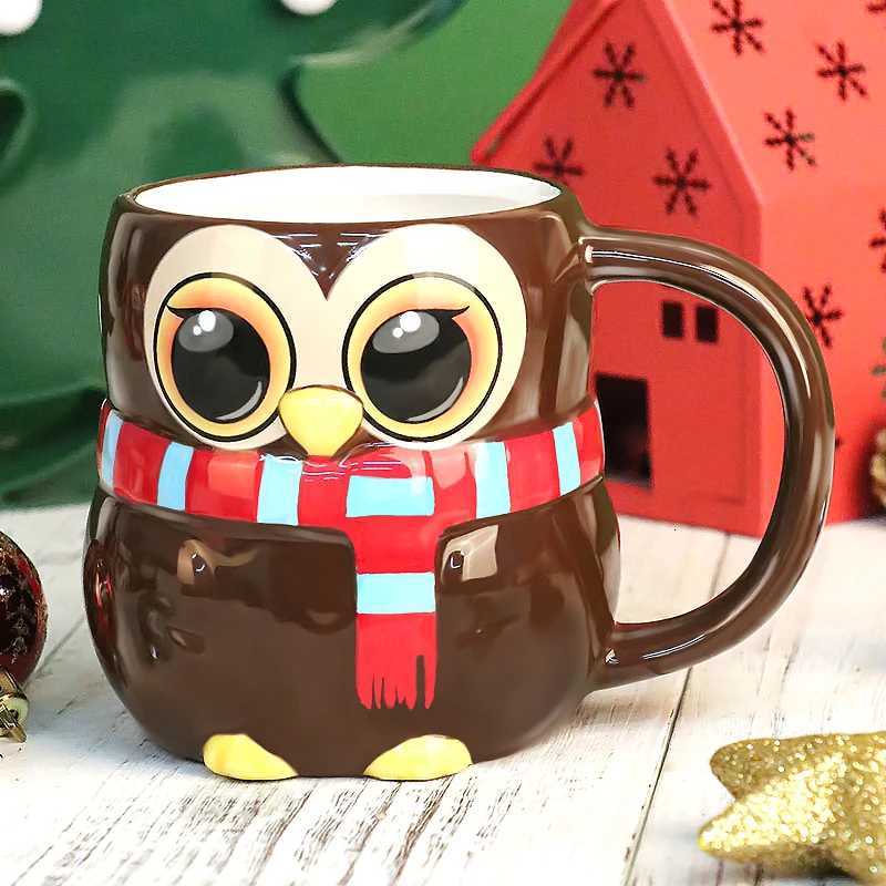 Christmas Christmas Ceramic Mug Cute Cartoon Animal Embossment Novelty Design Eco-friendly Water Cup For Tea Coffee Festive Gift Y251112