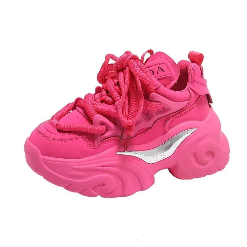 2025 New Thick soled Women's Breathable Leather Sneakers High Heels High Platforms Outdoor Sports Designer Fashion Training Shoes White Thick sol