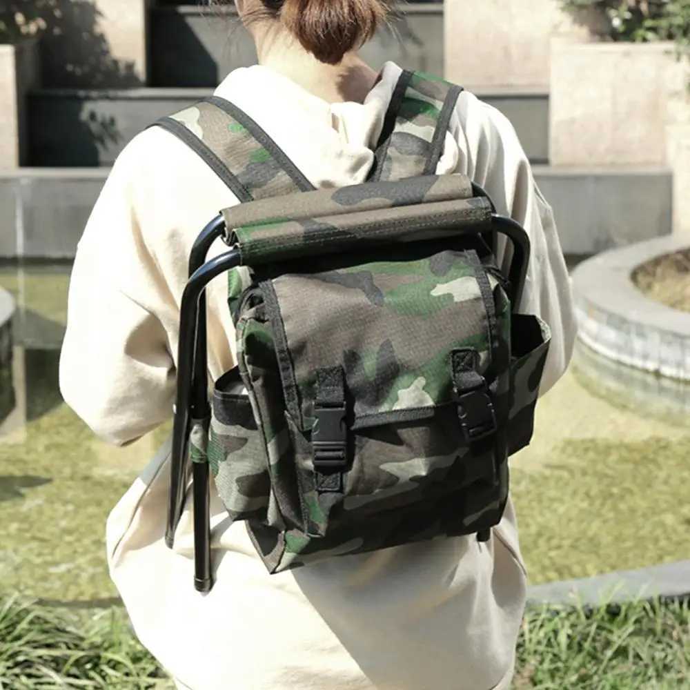 Hot Sale Folding Camping Fishing Chair Stool Portable Backpack Cooler Hiking Picnic Bag Hiking Camouflage Seat Table Bag Z250411