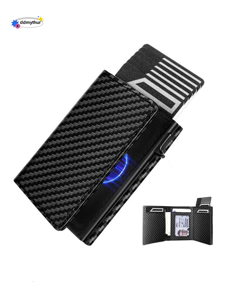Men's Wallet with Zipper Change Credit Clip Ultra Thin Magnetic RFID Anti Theft Brush Aluminum Box Card Bag ddmythur