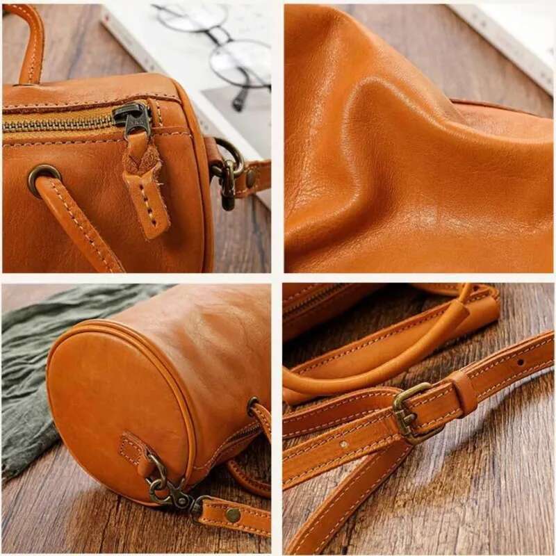 Versatile Handbag Simple Genuine Leather Women Bag 2025 New Retro Natural Soft Real Cowhide Shoulder & Crossbody Bags
