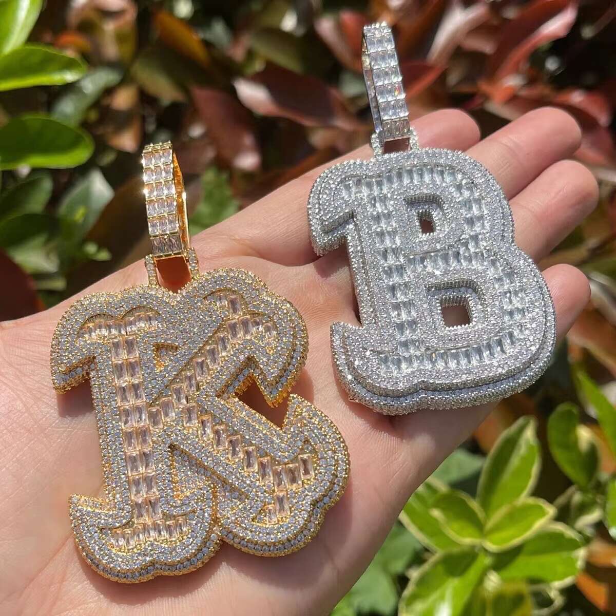 Customized Moissanite VVS Pendant Double Layer Iced Out Single Initial Name Letter Pendant Personalized A-Z Hip Hop Jewelry