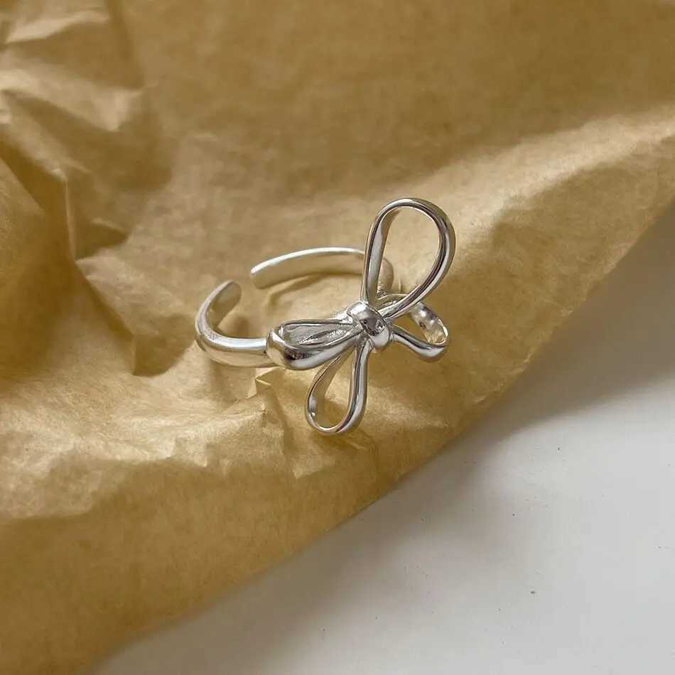 New Fashion Silver Gold Open Ring Ribbon Bow Elegant Womens Jewelry Gift Pendant WholesaleXJ250412
