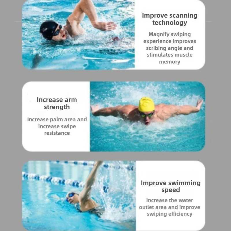 Swimming Finger Flip Swimming Pool Sports Professional Training Finger Hand Mesh Gloves Mens Childrens Paddle EquipmentY250412