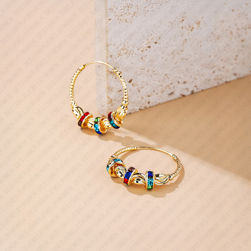 Designer Earrings Designer Earrings for Women Vintage Gold Ball Hoop Earrings Colorful Zircon Ear Hoops Luxury Jewlery Designer for Women Elegant Stat