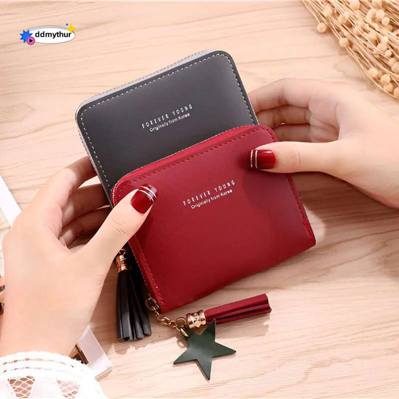 Tassel Coin Card Fashion Short Mini Wallets Korean Students Purse Female Small Wallet for Women ddmythur