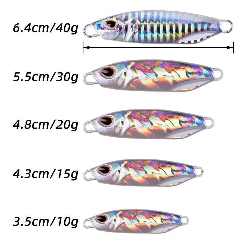 10PCS/lot Metal Cast Jigs Lure Spoon 10G - 30G 40G 50G Shore Casting Jigging Fish Sea Bass Fishing Lure Artificial Bait Tackle Z250411