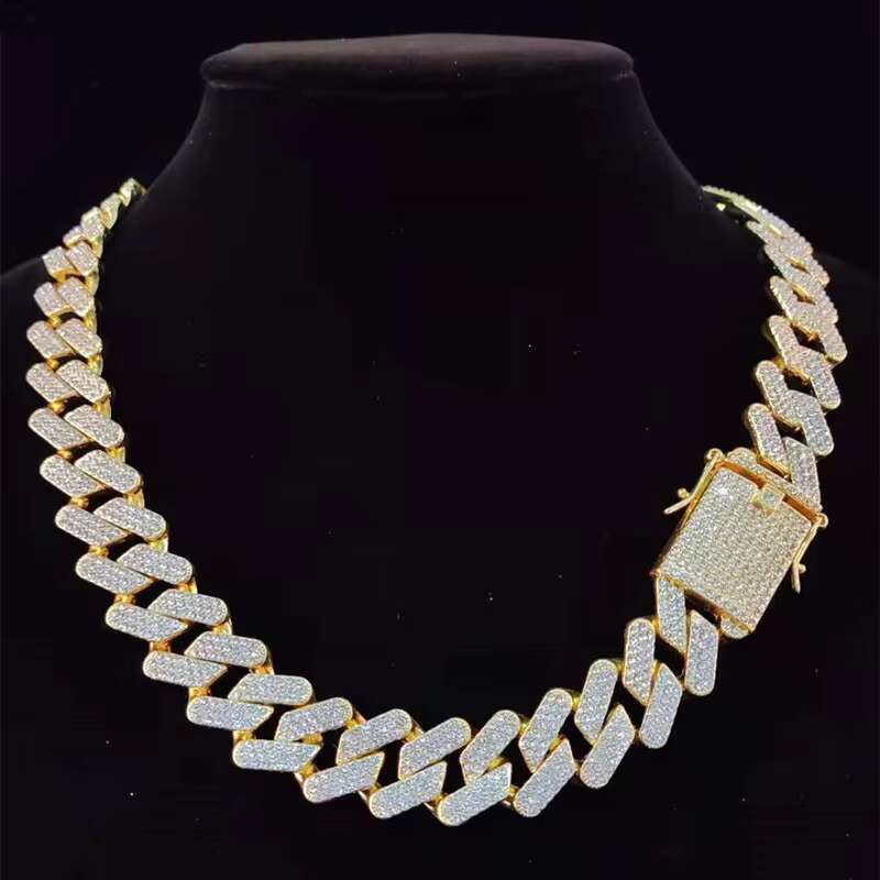 10mm20mm European and American hip-hop full diamond Cuban necklace