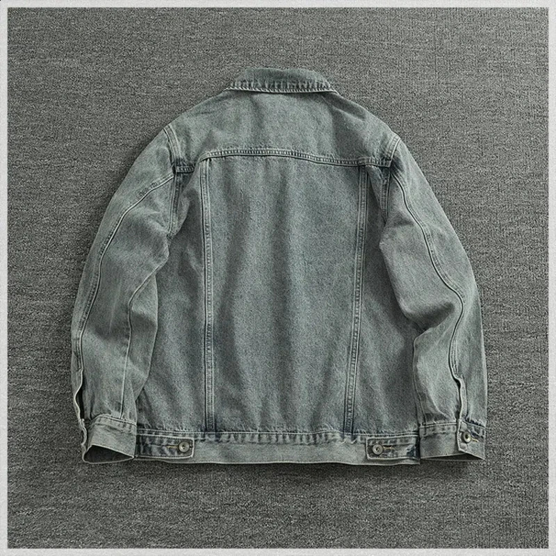 Autumn and winter cargo jacket mens casual European and American khaki retro denim shirt 250411