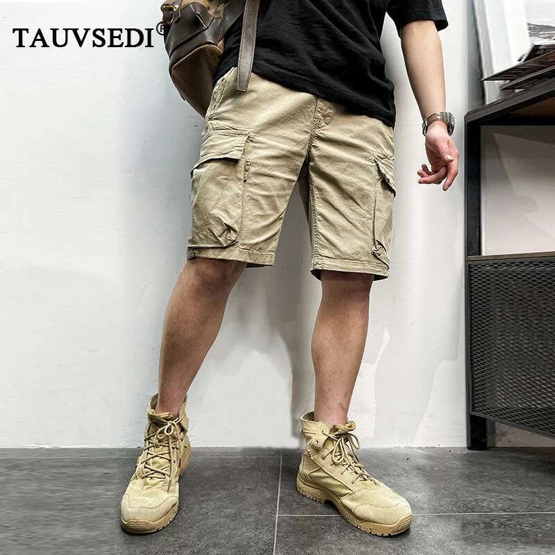 Summer Men Casual Cargo Cotton Mens Classic Vintage Pockets Outdoor Shorts Male Brand New Outwear Work Safari Short Pants