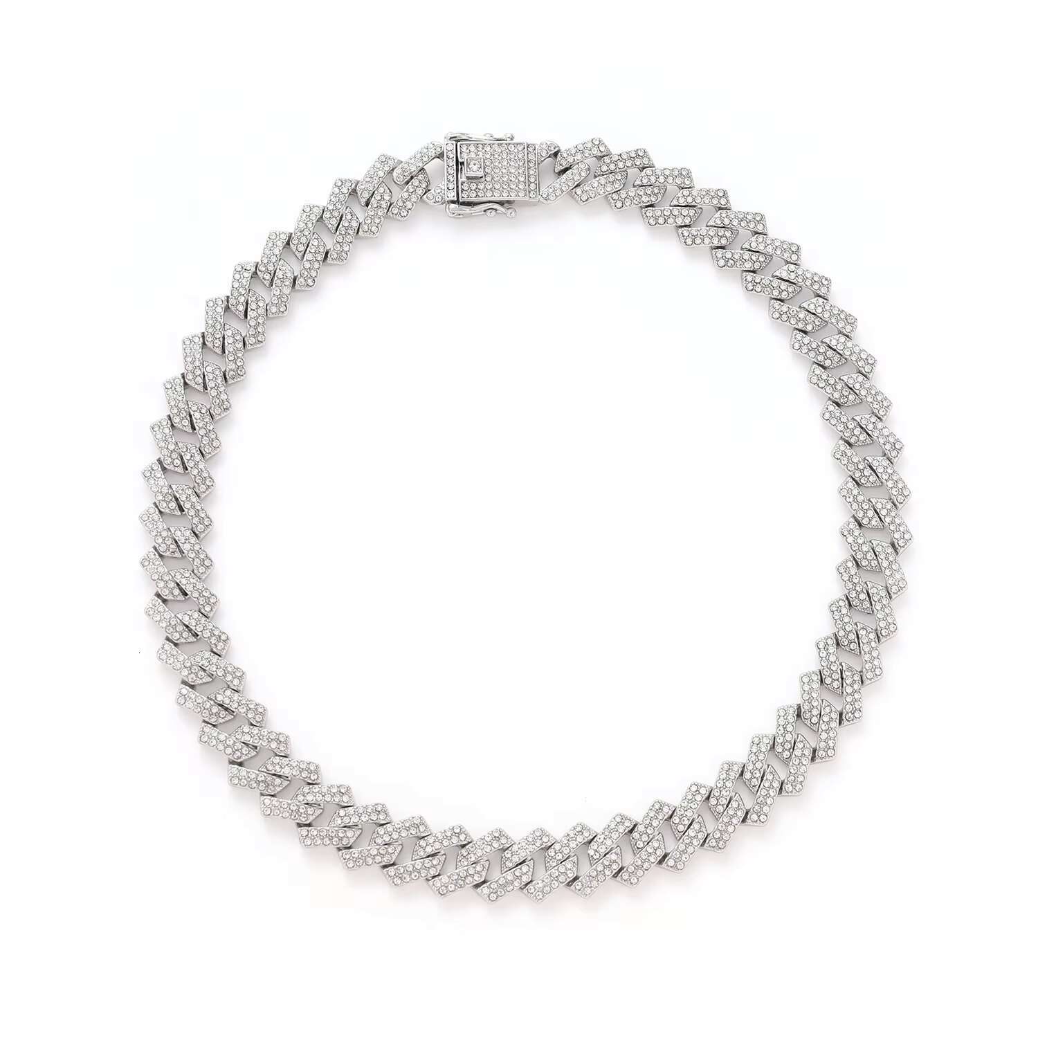 Wholesale 15mm Alloy Miami Cuban k With Iced Out Bg Dia Charm Choker