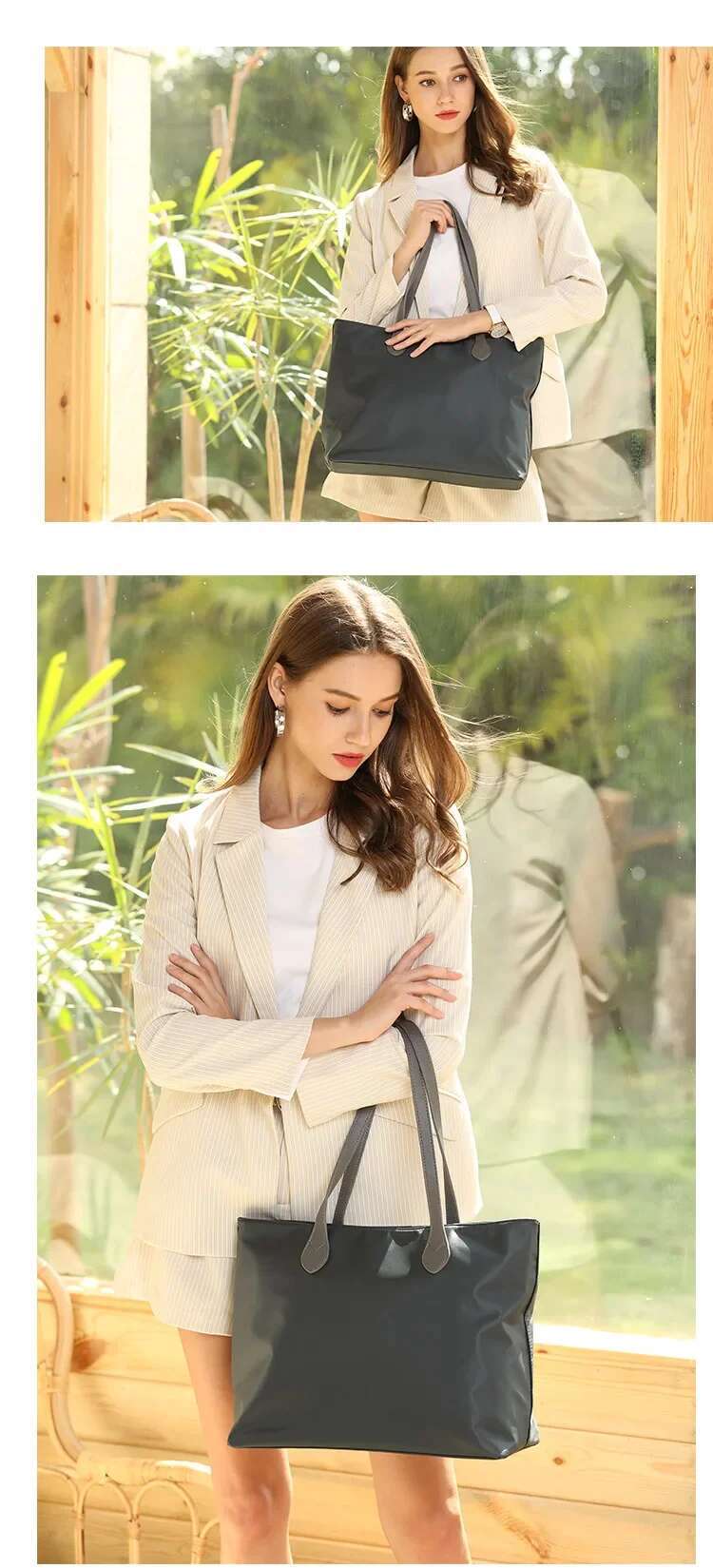 Women Shoulder Trendy Fashion Tote Bags Ladies Business Briefcases Nylon Handbags Satchels Large Capacity Laptop Bag