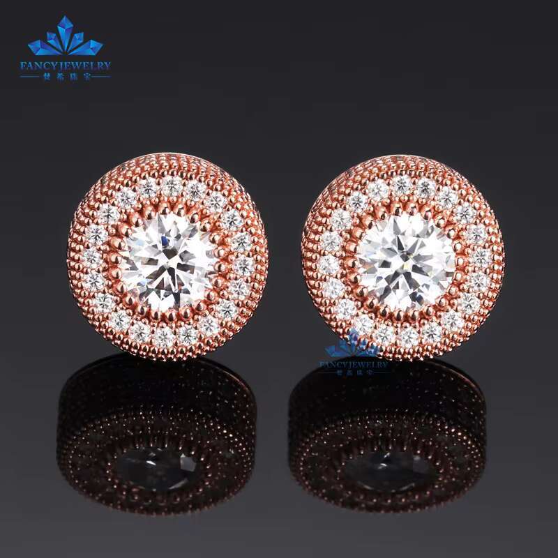 925 Sterling Silver Earrings Studs Lab Diamonds Round Mens Moissanite VVS1 Cluster Stud Fashion Jewelry Earrings Studs