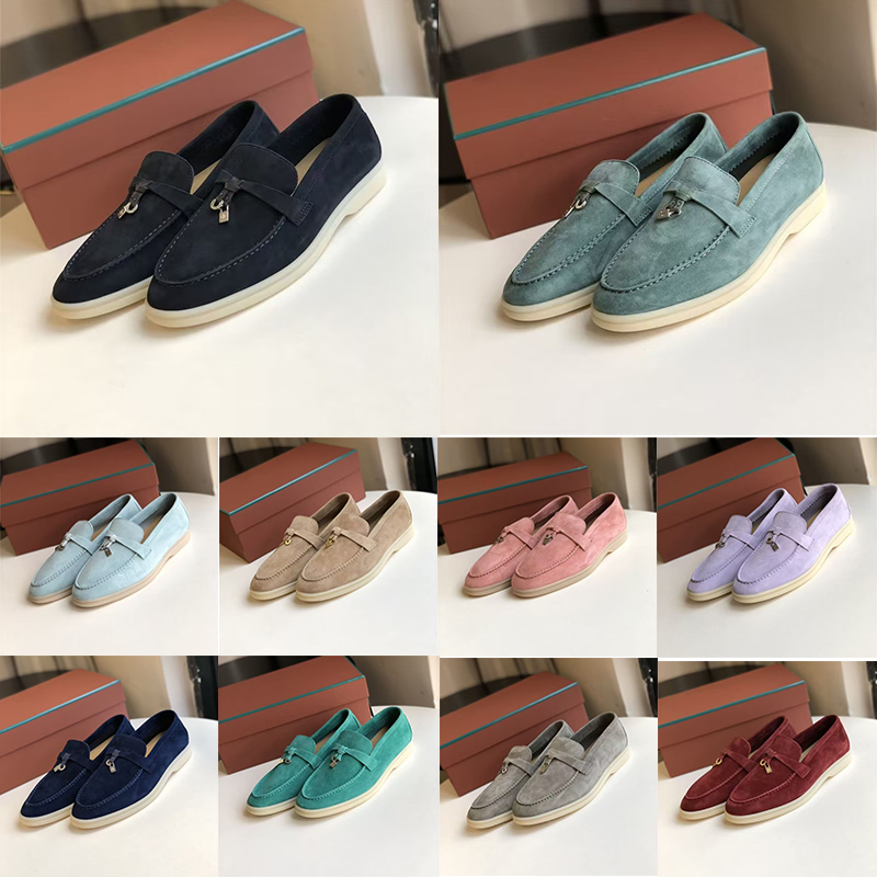 Free shipping Designer Shoes Loafers Women Men Dress Shoes Luxury Fashion Business Cashmere Leather Flat Shoes Low Suede Cow Casual beige white Lazy Shoe