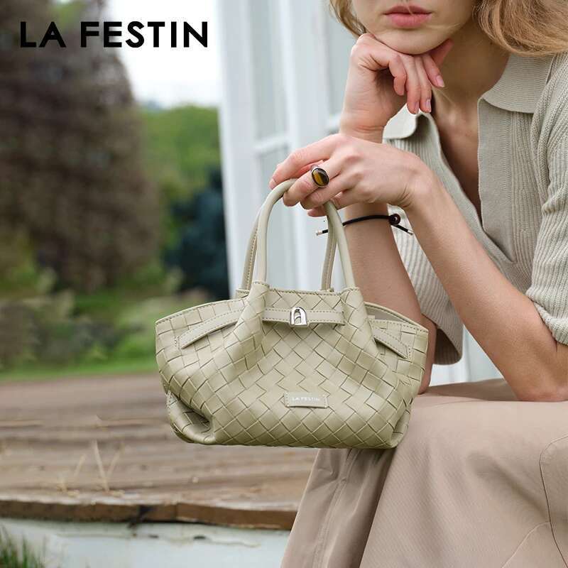LA FESTIN Original Women's Bag 2025 New Weave Handbag Fashion Shoulder Crossbody Bags Designer Ladies Leather Bag