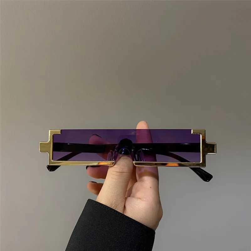 New Half Frame One Body Type Rectangle Sunglasses Womens Brand Designer Metal Sun Glasses Mens Outdoor Hip-hop Eyewear UV400C250411