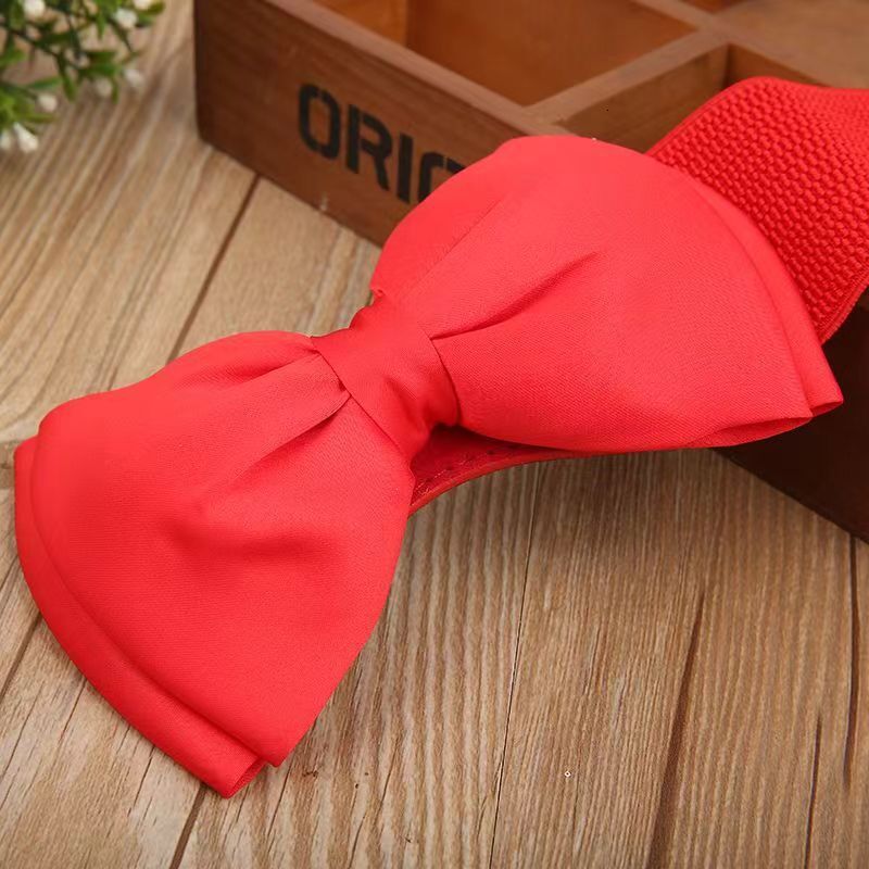 Korean version chiffon bow elastic waistband women's versatile decoration wide waist seal skirt belt dress accessories