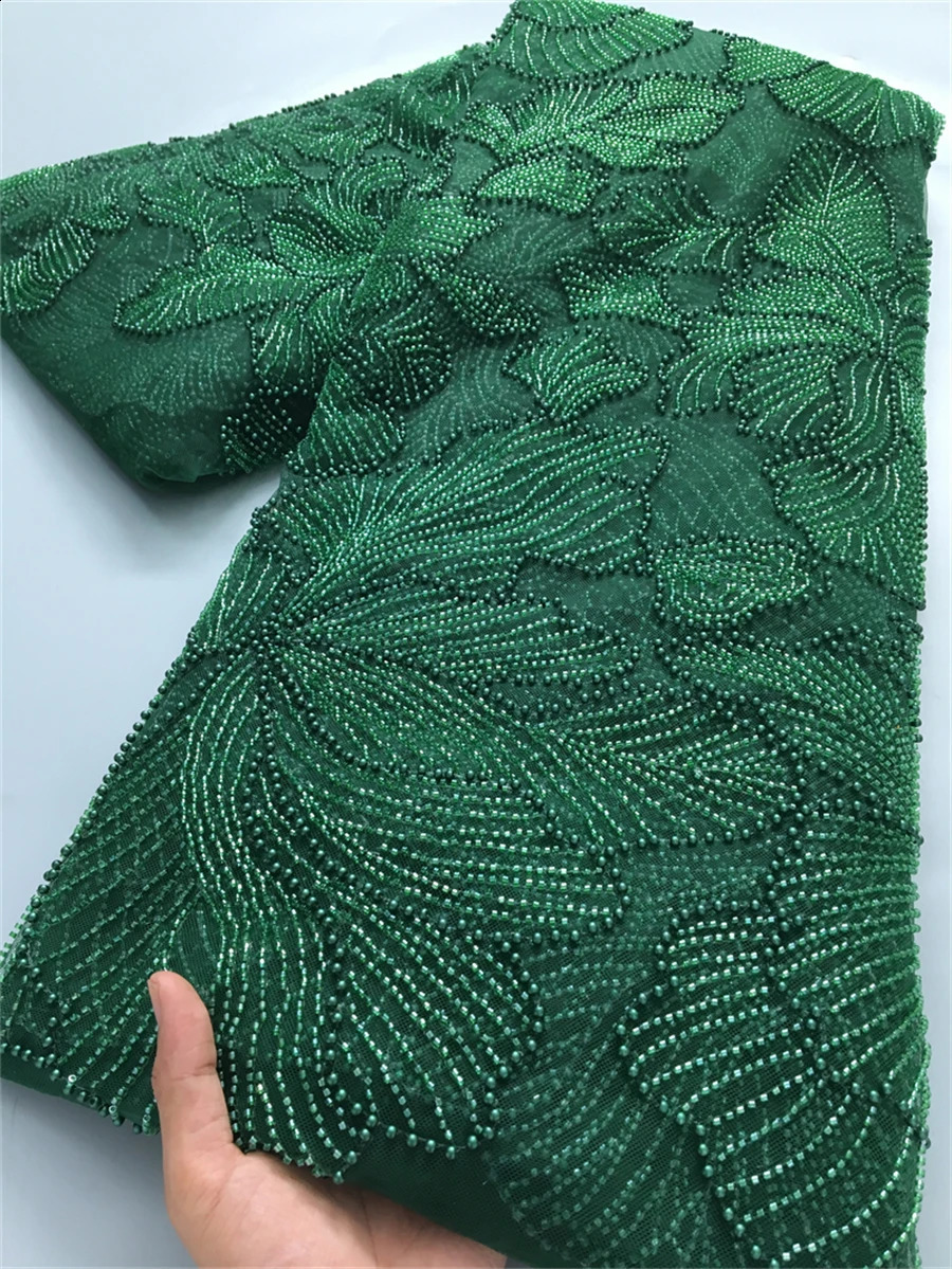 African French Tulle Mesh Beaded Lace Fabric High Quality 2025 Nigerian Mesh Lace For Women Wedding Dresses2.5yards 4034 250407