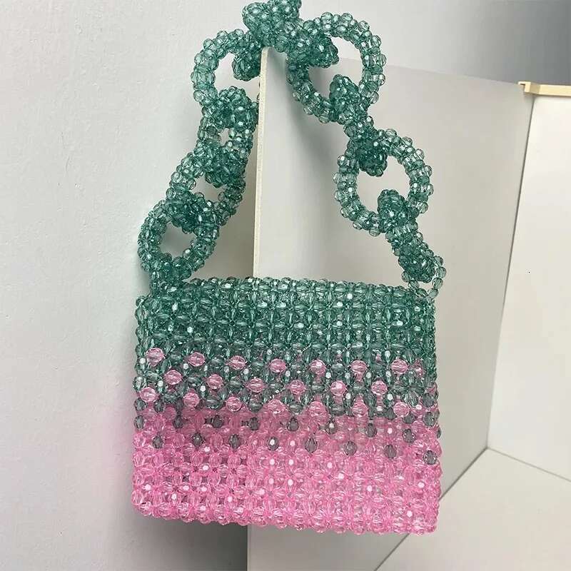 Color Acrylic Evening Clutch Party Bags For Women Designer Handbag Purses 2024 Fashion Handmade Beading Square Shoulder