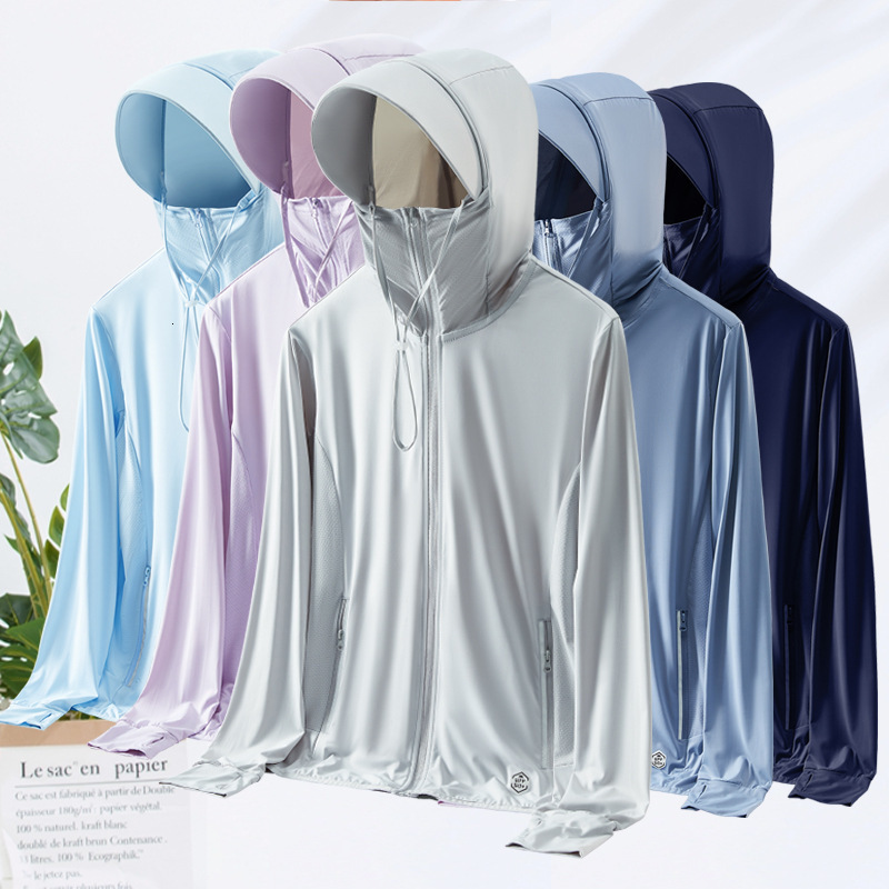 Upf50 Uv Resistant Skin Clothing Summer Outdoor Sun Protection Clothing Ice Silk Elastic Windbreaker Jacket Mens and Womens Sun Protection Shirts