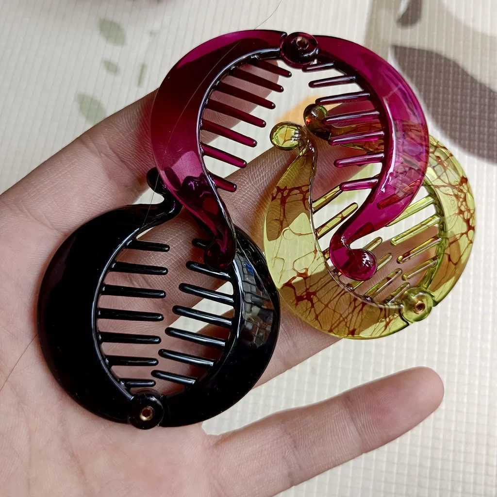 Small fish shaped hair clip ponytail clip womens banana clip crab black brown hair accessory Y2504012