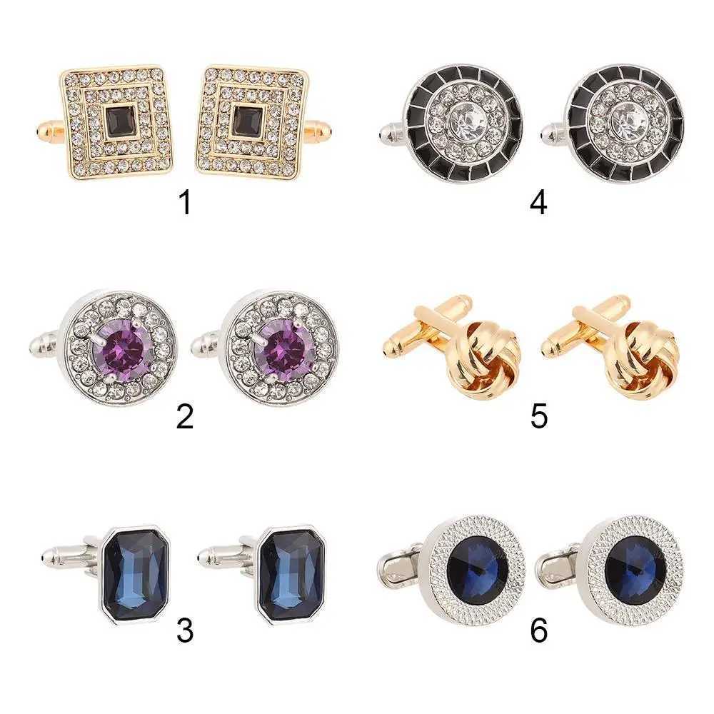 Elegant Style Knot White Crown Shirt Cufflinks Luxury Blue Mens CufflinksT250412