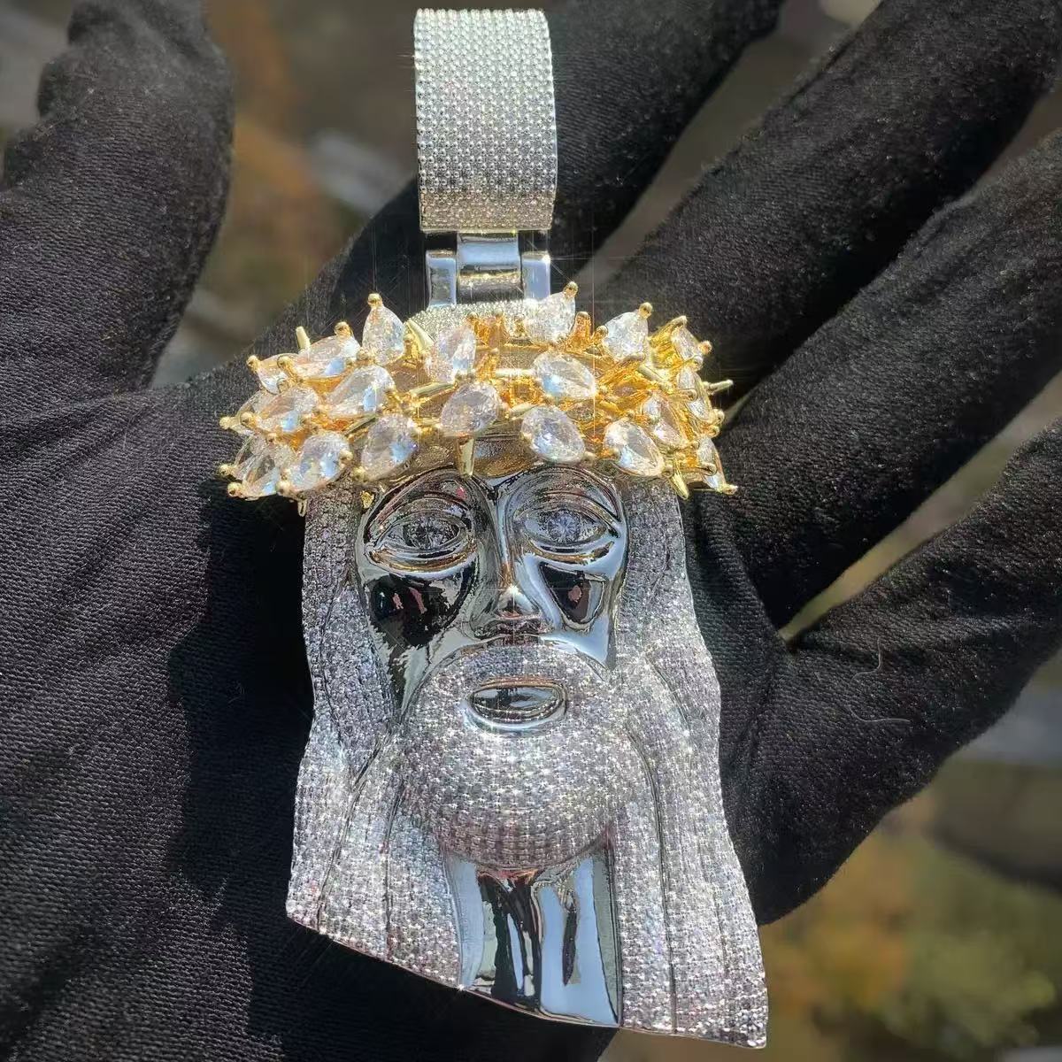 Exquisite Big Piece 3D Jesus Pendant Moissanite Pendants Iced Out Jewelry Diamonds Custom Moissanite Pendant Religious Jewelry