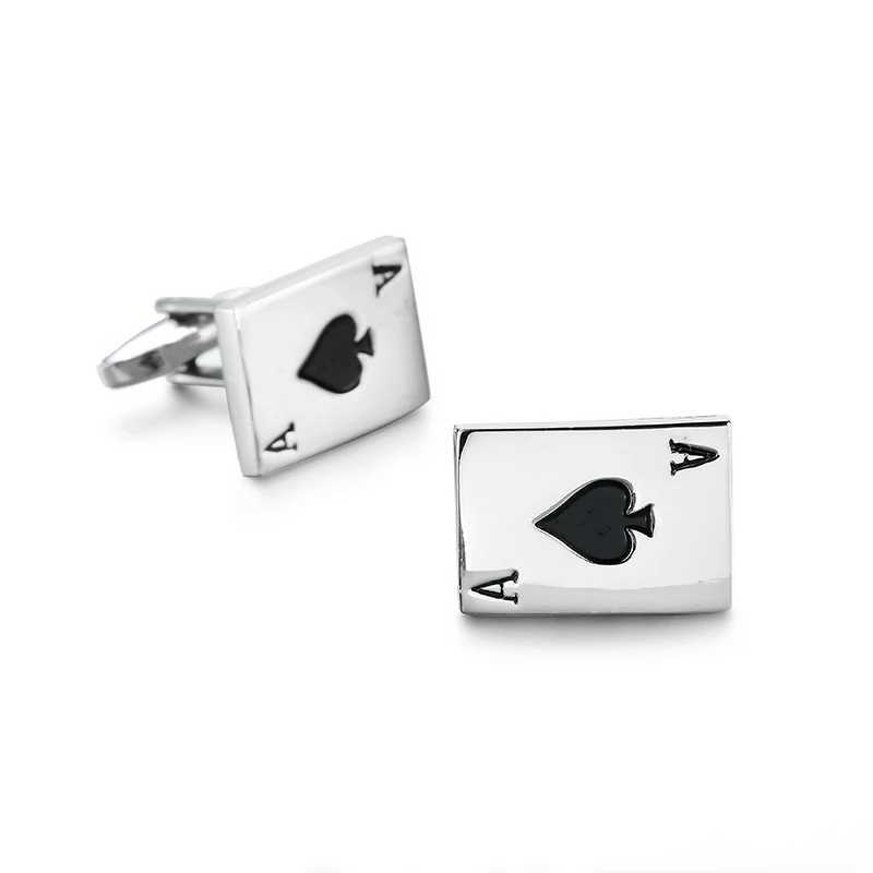 Mens French shirt cufflinks made of copper material for sports and entertainment venues designed with poker cards French cufflinksT250412