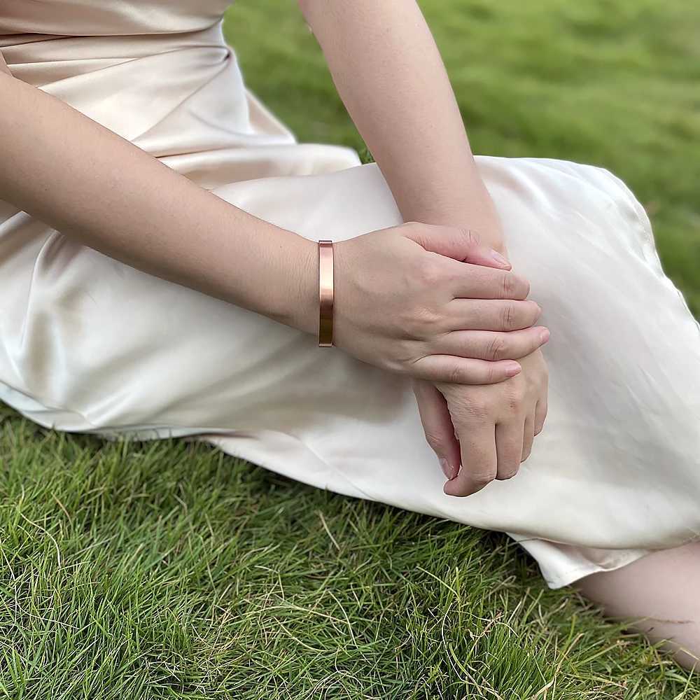 Vinterly Pure Copper Bracelets for Women Men Unisex 8mm Wide Adjustable Cuff Bangles Female Resizable Jewelry Soft Solid CopperC250411