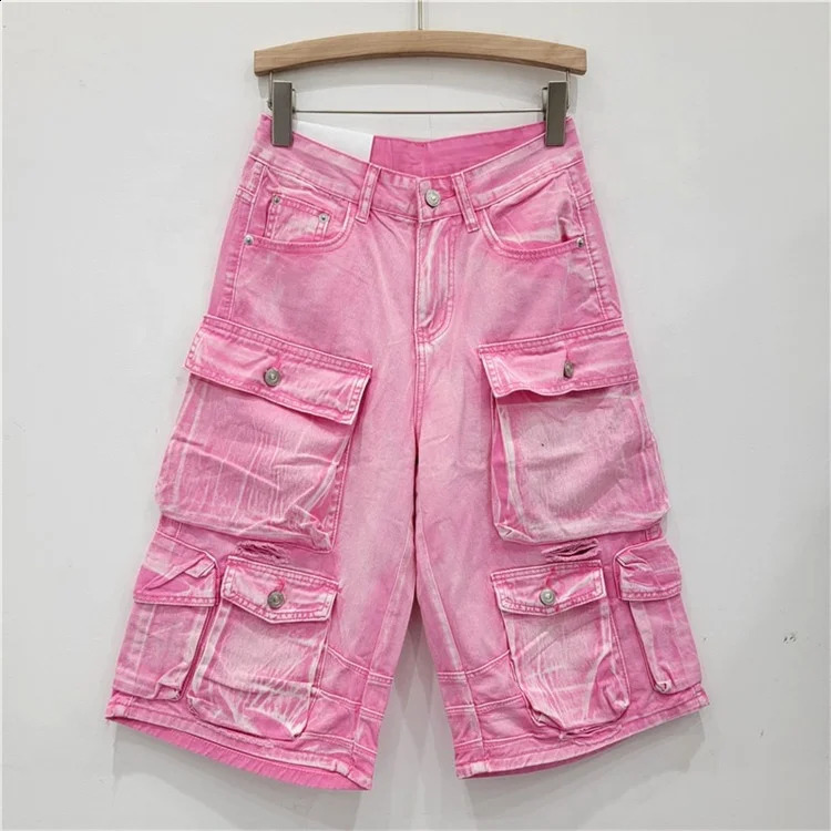 Y2k womens streetwear shorts retro washed jeans denim womens goods one-third pants 250411