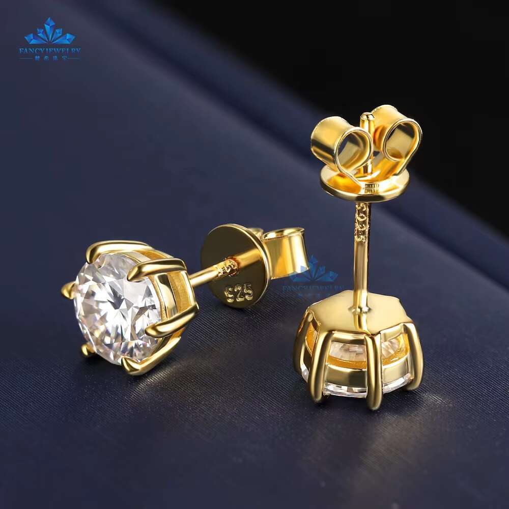 In Stock Moissanite Earrings S925 Sterling Silver 1.0 Carat D EF Color Moissanite Diamond Stud Earrings for Men Women