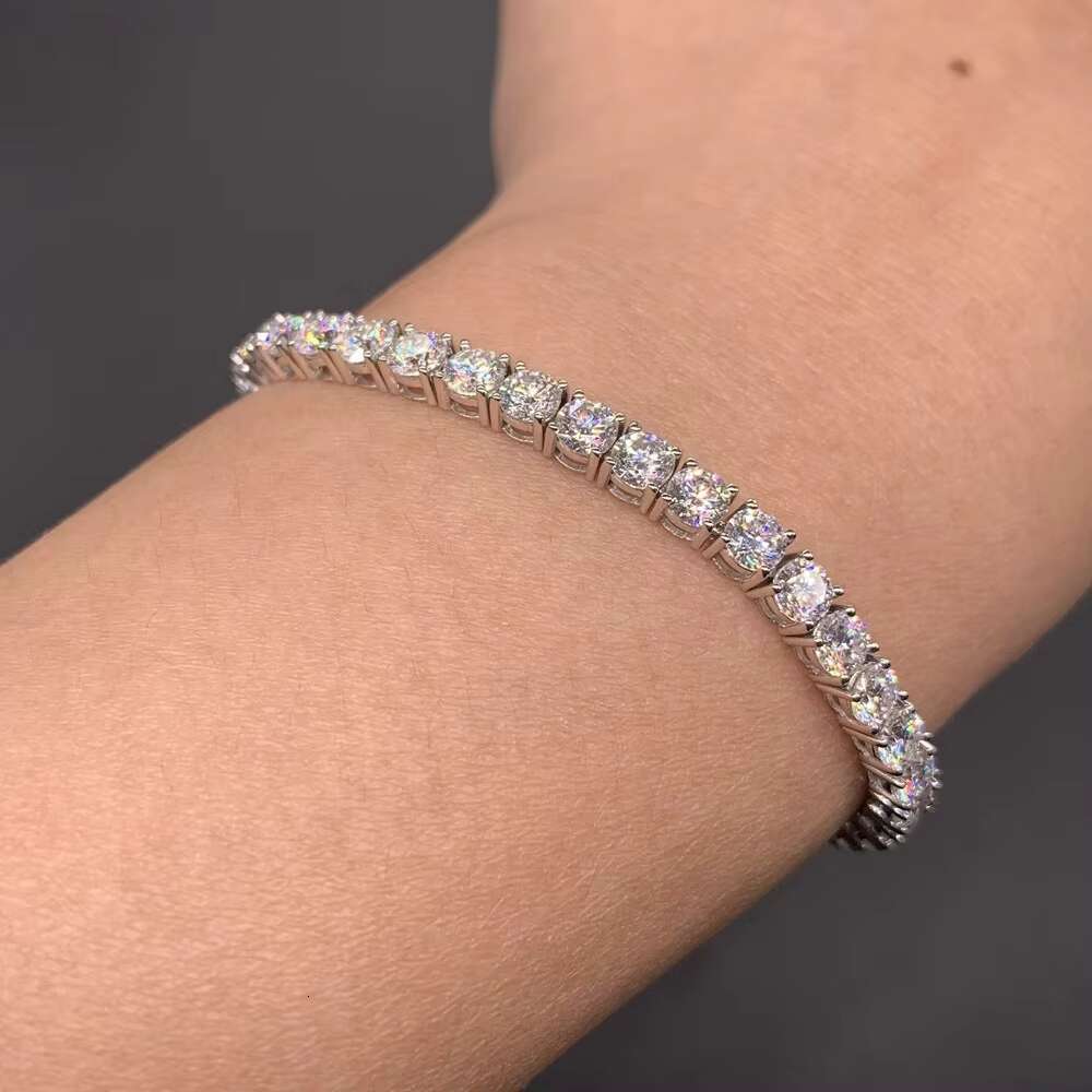 Fancy Jewelry 9k 10k White Gold Tennis Bracelet 4mm GRA Certificated Moissanite Diamond Gold Tennis Bracelet