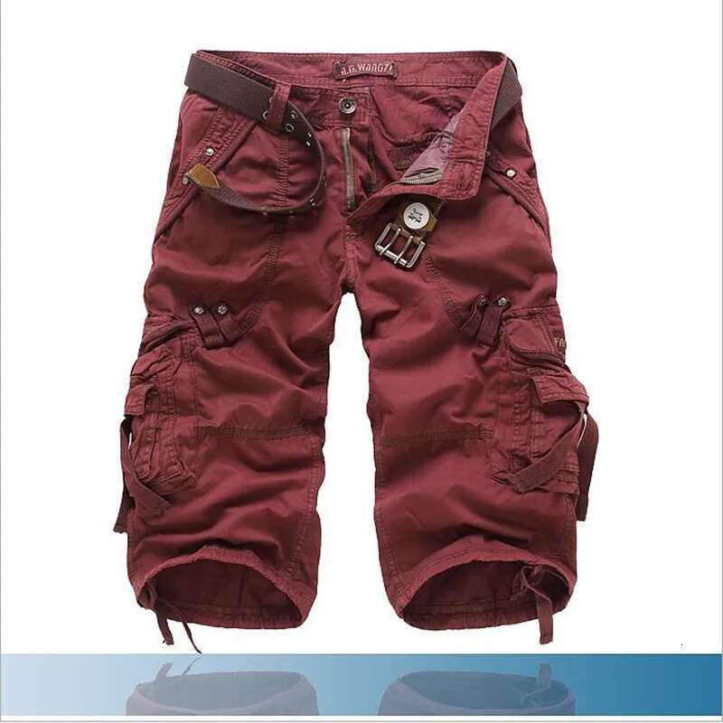 New Summer Casual Mens Straight Solid Sports Men Joggers Cargo Shorts Fashion Cotton Knee Length Sweatpants Man
