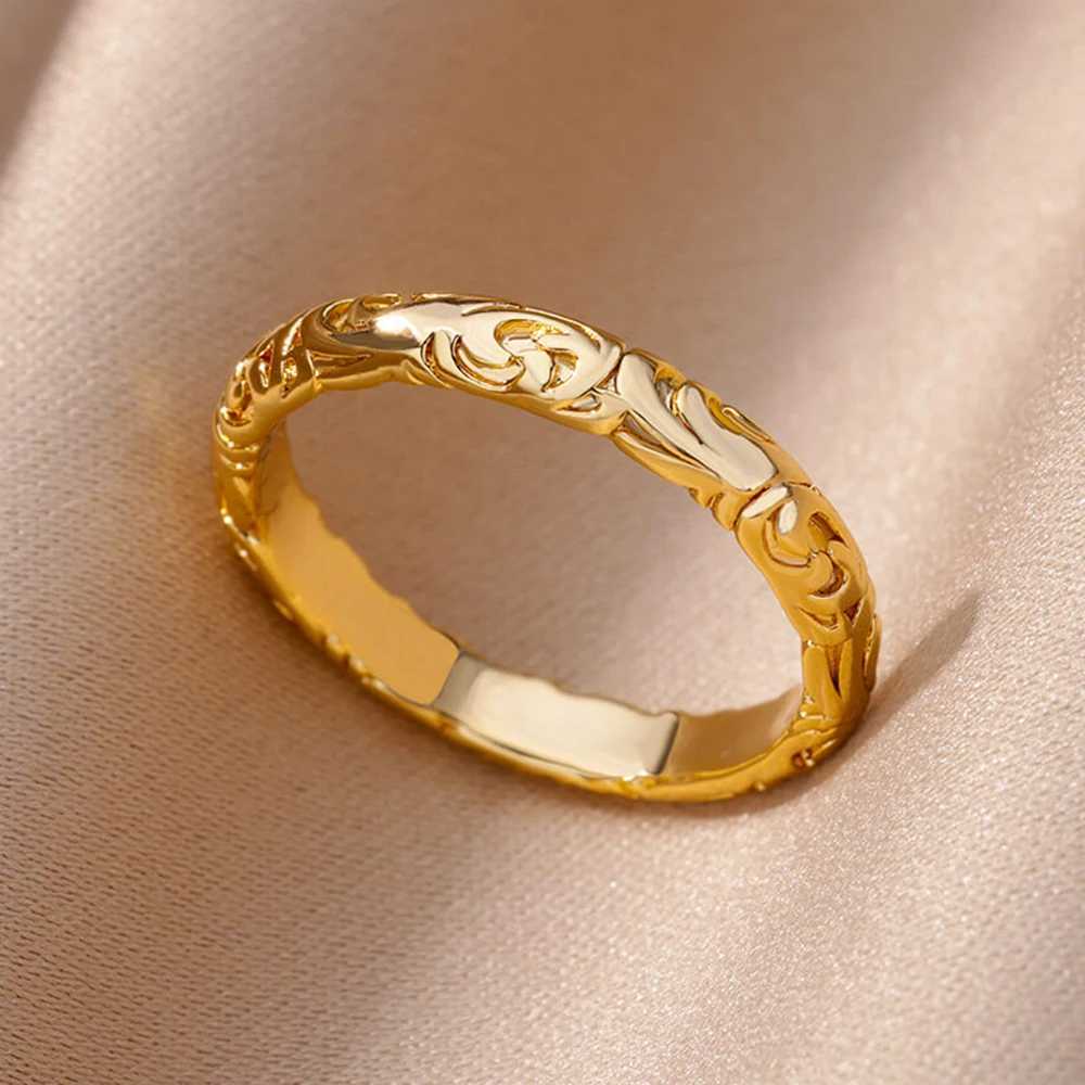 Stainless steel ring mens gold wreath mens engagement wedding party finger jewelry gift 2024 trendXJ250412