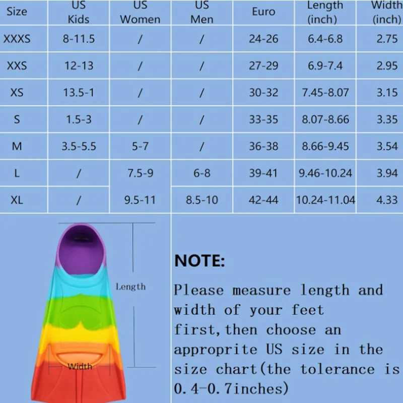 Comfortable silicone swimming fins for children and adults are suitable for beginners in swimming and are an ideal choice for training water activitie