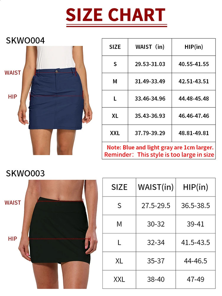 Women Outdoor Skort Golf Skort Skirt UPF 50 Quick Dry Zip Pockets Active Skirts Hiking Tennis Golf Workout Sport Running 250411