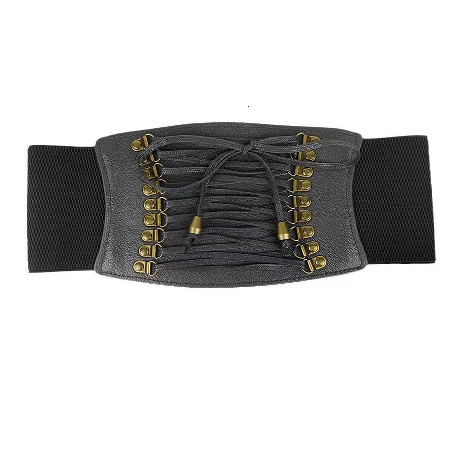 Super waist seal women's fashionable elastic tassel wide belt decorative skirt