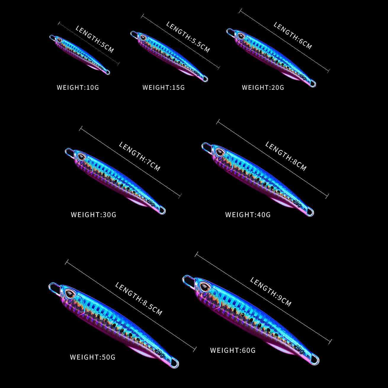 10-60g Metal Jig Fishing Lure Trolling Hard Artificial Bait Bass Fishing Bait Tackle Trout Jigging Lure Jigs Saltwater Lures Z250411