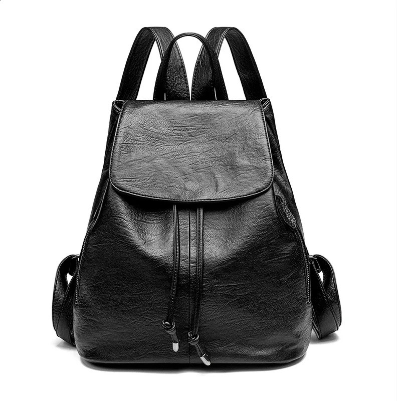 Women Anti-theft Backpack Classic Genuine Leather Solid Color Backpacks Female Fashion Shoulder Bag Travel Rucksack 250407