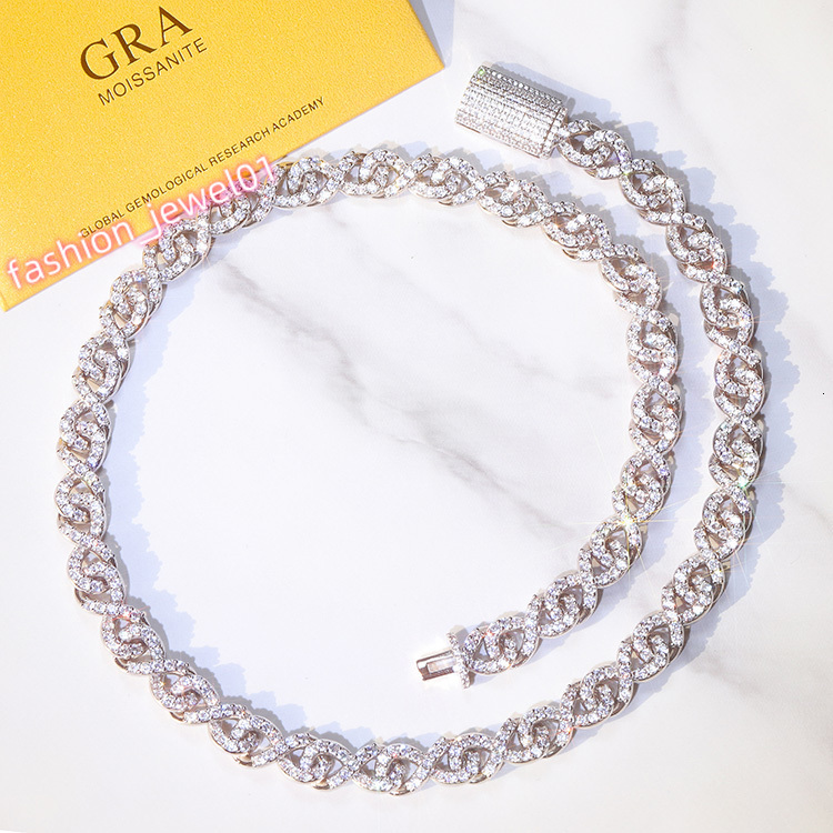 Infinite Design Single Row Cuban Chain Wide 9/12mm Pure Silver Vvs Moissanite Cuban Link Chain for Rope Life