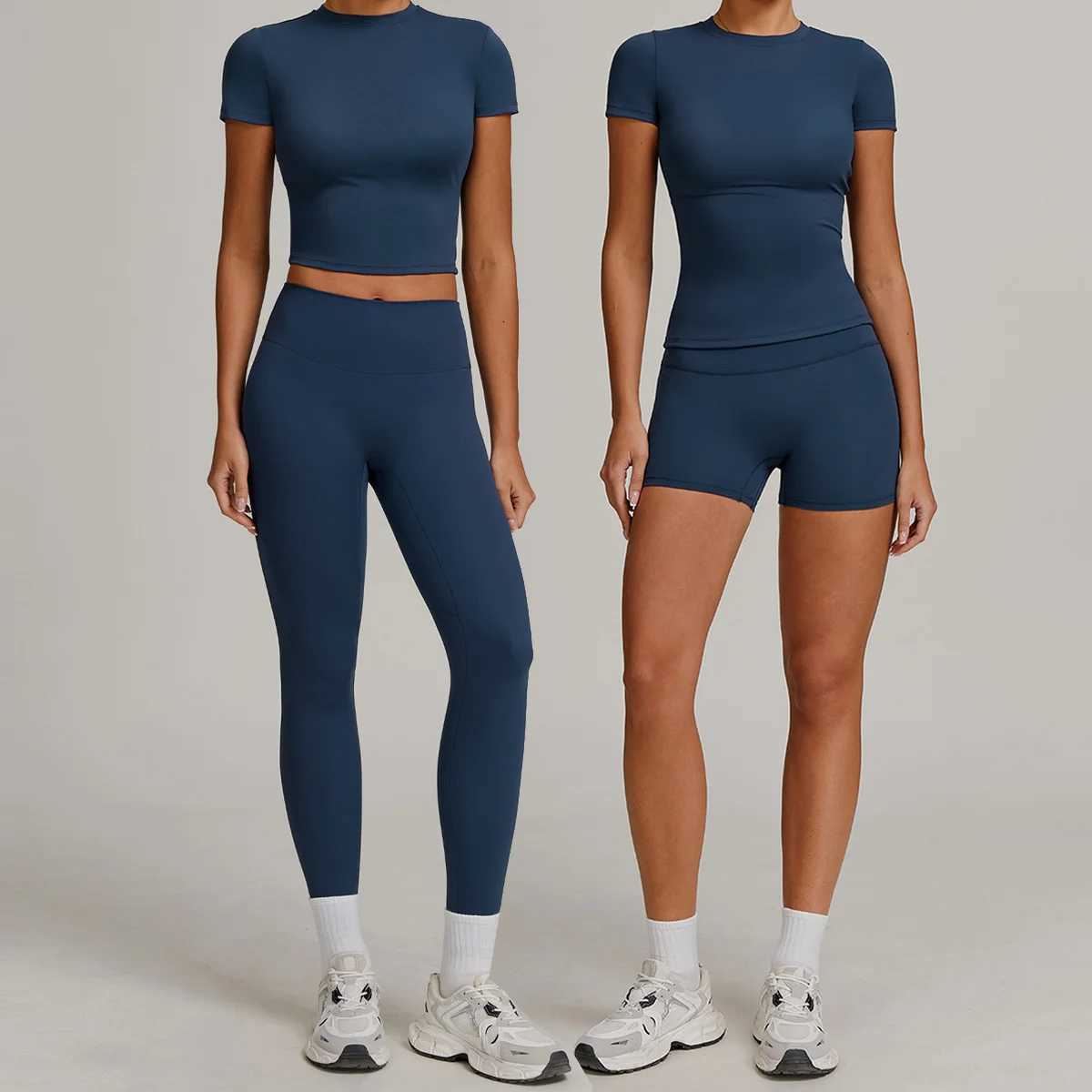 New Women Yoga Set Tracksuits Workout Sportswear Gym Clothing Fitness Long Sleeve Crop Top High Waist Leggings Sports Suits J251112