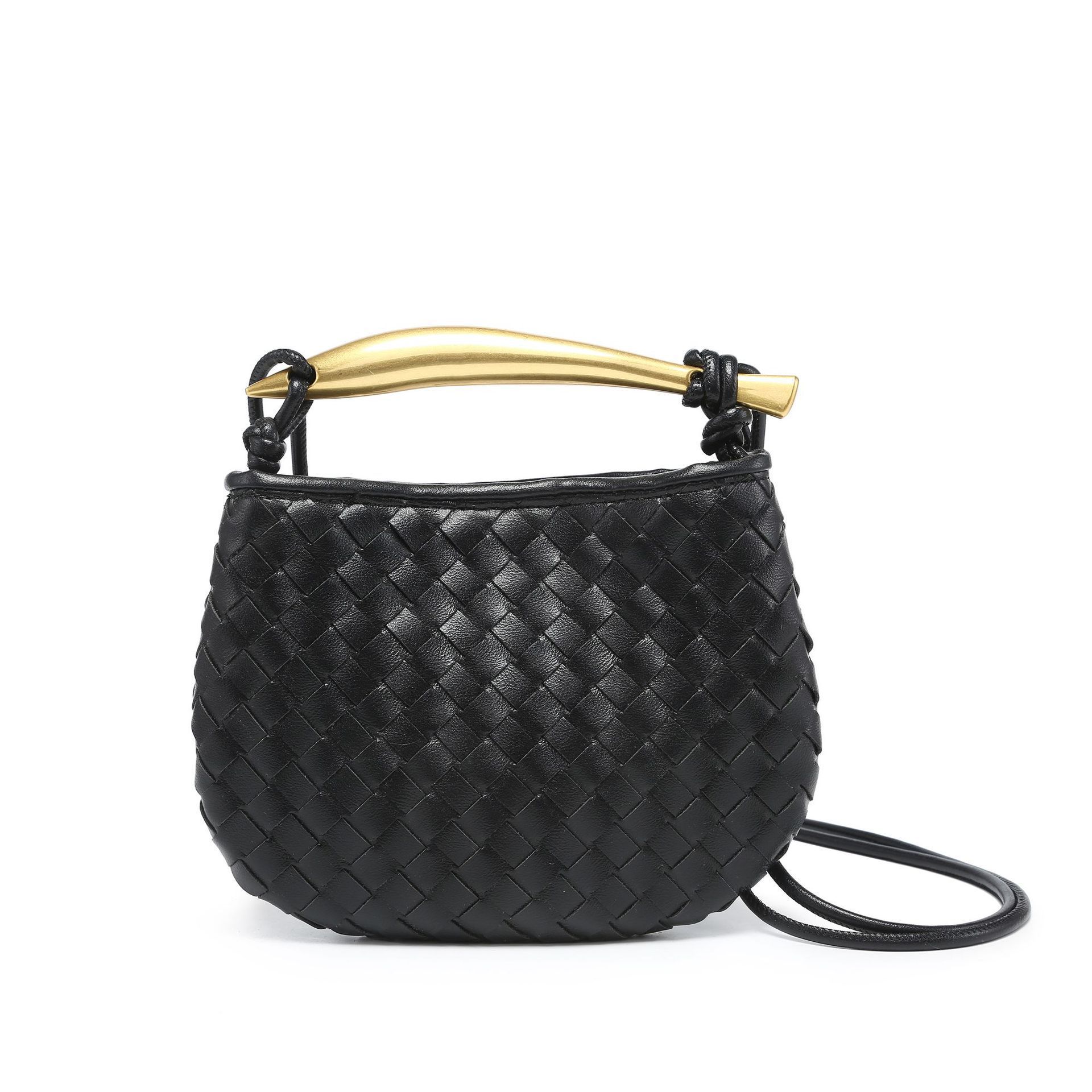 Mini Woven Sardine Bag With Trendy Single Shoulder Cross-Body Bag Texture Stylish Metal Handbag 2025